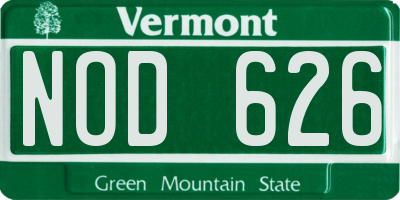 VT license plate NOD626