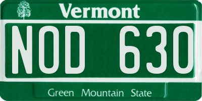VT license plate NOD630