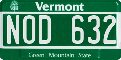 VT license plate NOD632