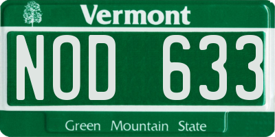 VT license plate NOD633