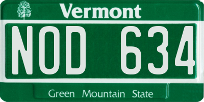 VT license plate NOD634