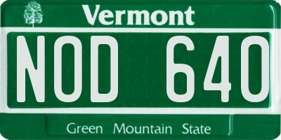 VT license plate NOD640