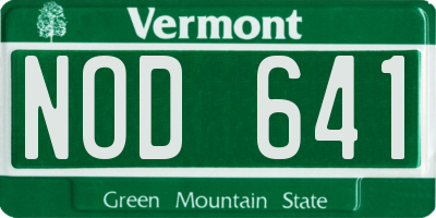 VT license plate NOD641