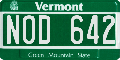 VT license plate NOD642