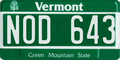 VT license plate NOD643