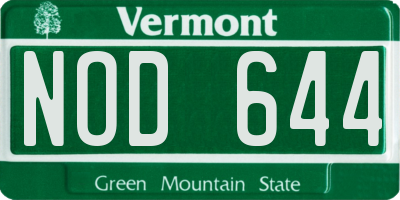 VT license plate NOD644