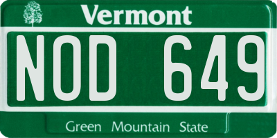 VT license plate NOD649