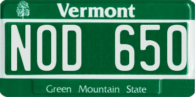 VT license plate NOD650
