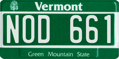 VT license plate NOD661