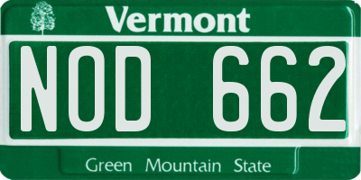 VT license plate NOD662