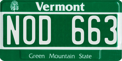 VT license plate NOD663