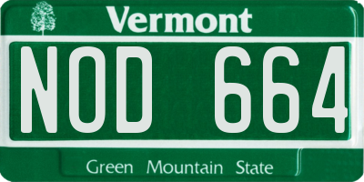 VT license plate NOD664