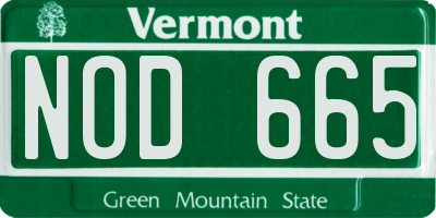 VT license plate NOD665