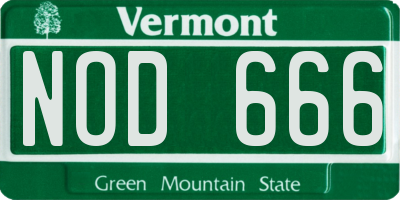 VT license plate NOD666