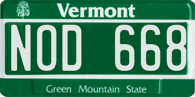 VT license plate NOD668