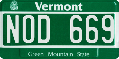 VT license plate NOD669