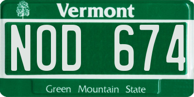 VT license plate NOD674