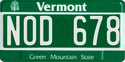 VT license plate NOD678