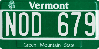 VT license plate NOD679