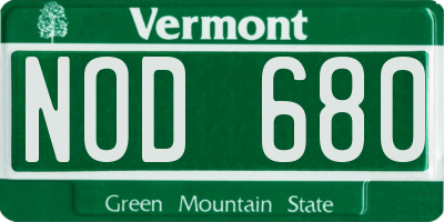 VT license plate NOD680