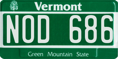 VT license plate NOD686