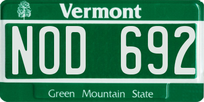 VT license plate NOD692