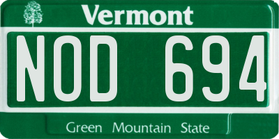 VT license plate NOD694
