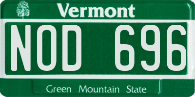 VT license plate NOD696
