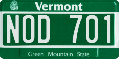 VT license plate NOD701