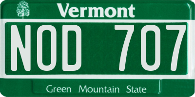VT license plate NOD707