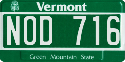 VT license plate NOD716