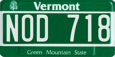 VT license plate NOD718