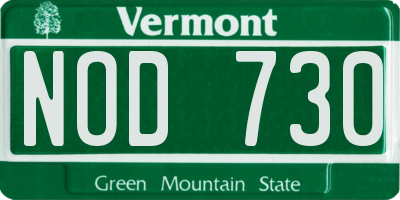 VT license plate NOD730