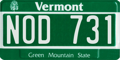 VT license plate NOD731