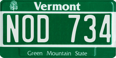 VT license plate NOD734