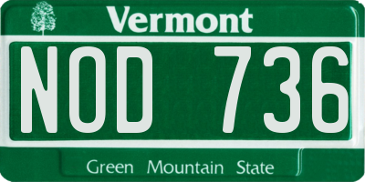 VT license plate NOD736