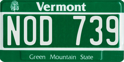 VT license plate NOD739