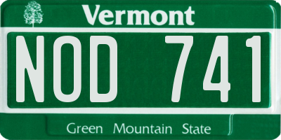 VT license plate NOD741
