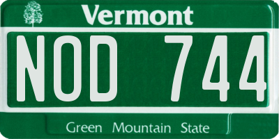 VT license plate NOD744