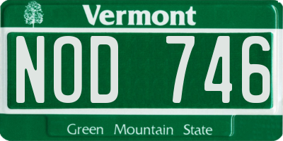 VT license plate NOD746