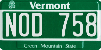 VT license plate NOD758
