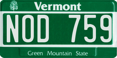 VT license plate NOD759