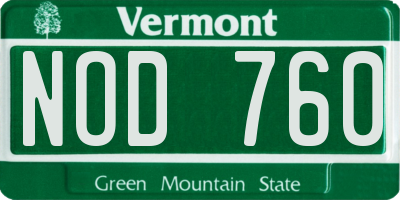 VT license plate NOD760