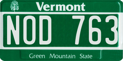 VT license plate NOD763