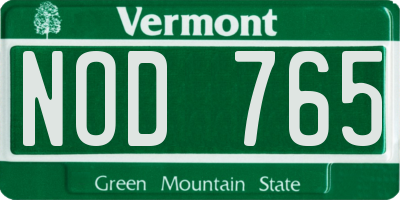 VT license plate NOD765