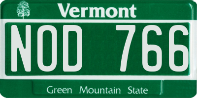 VT license plate NOD766