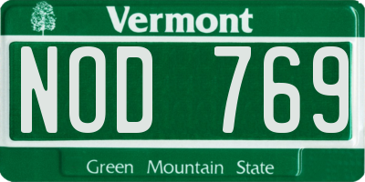 VT license plate NOD769
