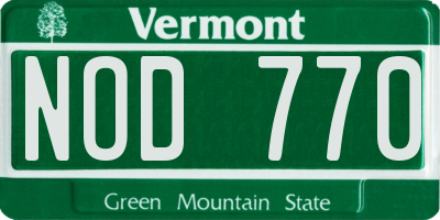VT license plate NOD770