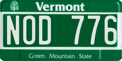 VT license plate NOD776