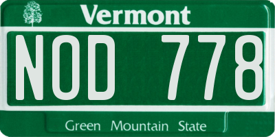 VT license plate NOD778